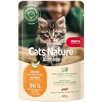 MERA Cats Nature Kyckling Premium Kitten våtfoder 12 x 85 g Kattmat våt utan socker och spannmål Kattunge våtfoder med hög kötthalt våt kattmat MERA Cats Nature Kyckling Premium Kitten våtfoder 12 x 85 g Kattmat våt utan socker och spannmål Kattunge våtfoder med hög kötthalt våt kattmat