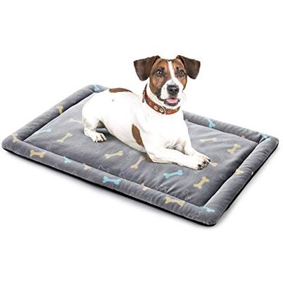 Allisandro Hundmatta, hundfilt, tvättbar matta, 80 x 60 cm, hygienisk och halkfri, fyrkantig, ben, mjuk hundbädd med gosig plysch för hundar och katter, grå Allisandro Hundmatta, hundfilt, tvättbar matta, 80 x 60 cm, hygienisk och halkfri, fyrkantig, ben, mjuk hundbädd med gosig plysch för hundar och katter, grå