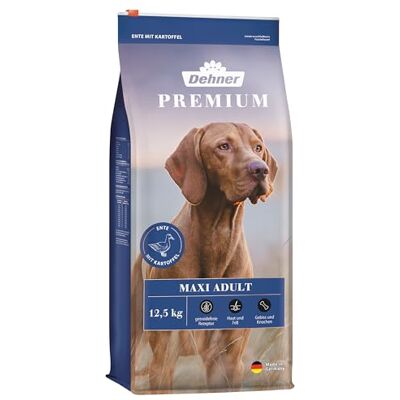 Dehner Premium hundrocksfoder Maxi vuxen, anka och lamm med potatis, 12,5 kg Dehner Premium hundrocksfoder Maxi vuxen, anka och lamm med potatis, 12,5 kg