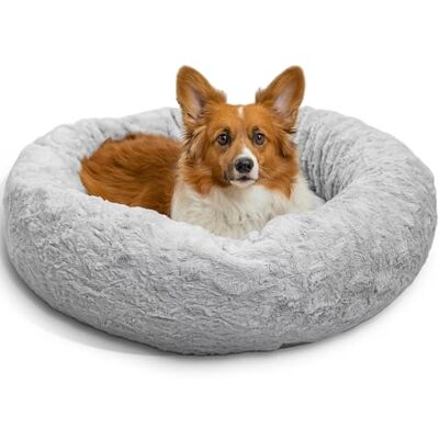 Best Friends by Sheri The Original Calming Donut Cat and Dog Bed in Lux Fur Gray, Medium 30x30 Best Friends by Sheri The Original Calming Donut Cat and Dog Bed in Lux Fur Gray, Medium 30x30