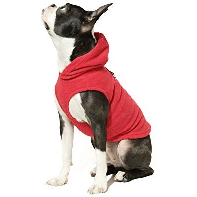 GOOBY varje dag fleece kallt väder väst med huvtröja för små hundar, X-Large, röd GOOBY varje dag fleece kallt väder väst med huvtröja för små hundar, X-Large, röd