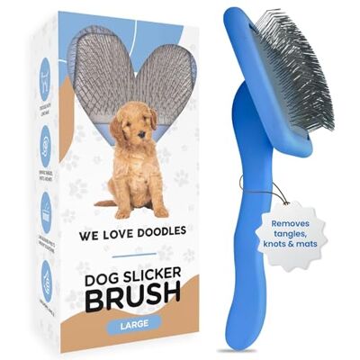 We Love Doodles – slickerborste för medelstora eller långhåriga hundar – bästa penseln för klotter – lång pin, blå We Love Doodles – slickerborste för medelstora eller långhåriga hundar – bästa penseln för klotter – lång pin, blå