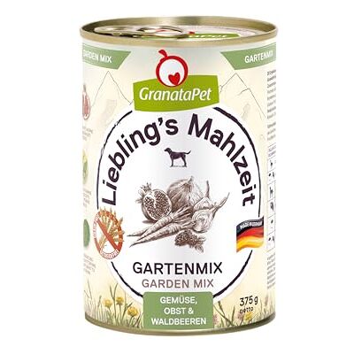 GranataPet Hundmat, älsklingens måltid trädgårdsmix PIR, kompletteringsfoder för hundar utan spannmål, komplettering till BARF utan kött, rik på naturliga vitaminer, 6 x 375 g GranataPet Hundmat, älsklingens måltid trädgårdsmix PIR, kompletteringsfoder för hundar utan spannmål, komplettering till BARF utan kött, rik på naturliga vitaminer, 6 x 375 g