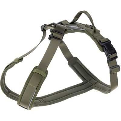 Kerbl Pet sele Dallas, olivgrön, halsomkrets 50–62 cm, bröstomkrets 56–74 cm, nylon, Y-form, reflekterande, med clip-stängning, för medelstora och stora hundar Kerbl Pet sele Dallas, olivgrön, halsomkrets 50–62 cm, bröstomkrets 56–74 cm, nylon, Y-form, reflekterande, med clip-stängning, för medelstora och stora hundar