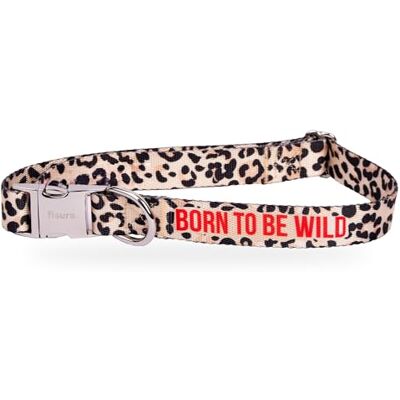 FISURA Justerbart hundhalsband med budskap "Born to be Wild" nylonhalsband för medelstora och stora hundar nylon med zink snabbspänne 2,5 cm bred. FISURA Justerbart hundhalsband med budskap "Born to be Wild" nylonhalsband för medelstora och stora hundar nylon med zink snabbspänne 2,5 cm bred.