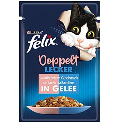 Felix So gut wie es aussieht Doppelt Lecker Våtfoder för katter med lax och sardin i gelé, 26-pack (26 x 85 g) Felix So gut wie es aussieht Doppelt Lecker Våtfoder för katter med lax och sardin i gelé, 26-pack (26 x 85 g)