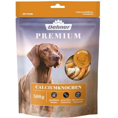 Dehner Premium hundmellanmål, godis spannmålsfritt, fettsnålt, kalciumben för vuxna hundar, lindade med kycklingbröstfilé, 500 g Dehner Premium hundmellanmål, godis spannmålsfritt, fettsnålt, kalciumben för vuxna hundar, lindade med kycklingbröstfilé, 500 g