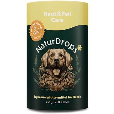NaturDrops hud & pälsvård hundsnacks med funktion, 125 stycken, för glänsande päls och frisk hud, 100% naturlig – 250 g NaturDrops hud & pälsvård hundsnacks med funktion, 125 stycken, för glänsande päls och frisk hud, 100% naturlig – 250 g