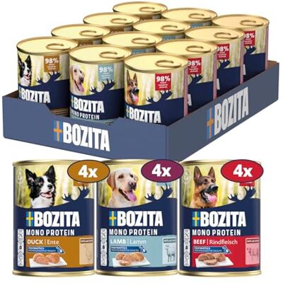Bozita Hund Paté Mix nötkött, anka, kalkon och vildsvin med postbiotika 12 x 400 g – hundmat duo- och singleprotein – fullvärdigt, spannmålsfritt våtfoder i multipack mixpack provförpackning multibox Bozita Hund Paté Mix nötkött, anka, kalkon och vildsvin med postbiotika 12 x 400 g – hundmat duo- och singleprotein – fullvärdigt, spannmålsfritt våtfoder i multipack mixpack provförpackning multibox