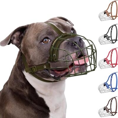 BRONZEDOG Andningsbar metallnos hundkorg för stora hundar Pitbull Amstaff Staffordshire terrier inget bett tuggning skällande (nylon, armégrön) BRONZEDOG Andningsbar metallnos hundkorg för stora hundar Pitbull Amstaff Staffordshire terrier inget bett tuggning skällande (nylon, armégrön)