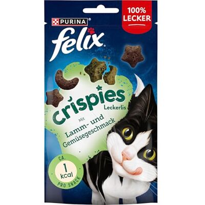 Felix Crispies kattmellanmål, krispigt godis med lamm- och grönsakssmak, 8-pack (8 x 45 g) Felix Crispies kattmellanmål, krispigt godis med lamm- och grönsakssmak, 8-pack (8 x 45 g)
