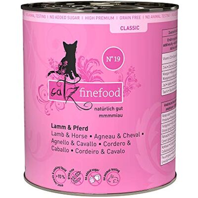 Catz finefood N° 19 lamm & häst fin mat kattmat våt, raffinerad med zucchini och tomat, 6 x 800 g burkar Catz finefood N° 19 lamm & häst fin mat kattmat våt, raffinerad med zucchini och tomat, 6 x 800 g burkar