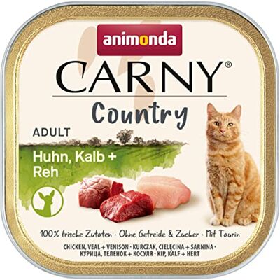 animonda Carny Adult Country våt kattmat i en praktisk skål med kyckling, kalv + rådjur, 32 x 100 g animonda Carny Adult Country våt kattmat i en praktisk skål med kyckling, kalv + rådjur, 32 x 100 g