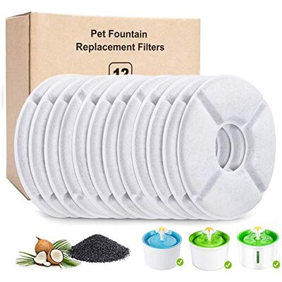 PK.ZTopia Kattfontän ersättningsfilter – 12 st, husdjursvattenfontänfilter, aktivt kol ersättningsfilter för 1,6 l automatisk husdjursfontän katt vatten fontän hund vattendispenser PK.ZTopia Kattfontän ersättningsfilter – 12 st, husdjursvattenfontänfilter, aktivt kol ersättningsfilter för 1,6 l automatisk husdjursfontän katt vatten fontän hund vattendispenser