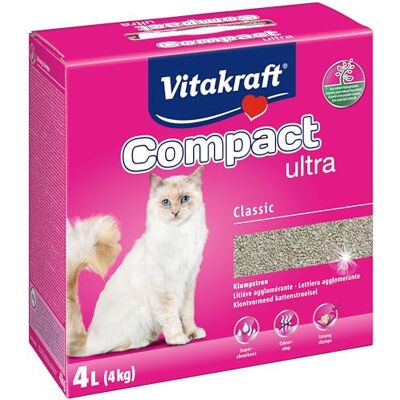 Vitakraft Compact ultra, kattströ, klumpbildande strö, ren och enkel borttagning (1 x 4 kg) Vitakraft Compact ultra, kattströ, klumpbildande strö, ren och enkel borttagning (1 x 4 kg)