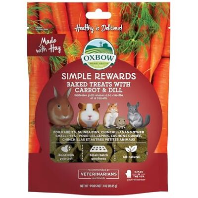 OXBOW Simple Rewards bakat godis med morot, dill och hö för kaniner, marsvin, chinchilla och små husdjur, 85 g (1 styck) OXBOW Simple Rewards bakat godis med morot, dill och hö för kaniner, marsvin, chinchilla och små husdjur, 85 g (1 styck)