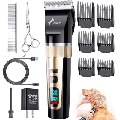 Gimars 2 i 1 hundtrimmerklippare med liten trimmer, 3-växlad tyst uppladdningsbar hundrakapparat Hårklippare med kam och sax USB för hund Gimars 2 i 1 hundtrimmerklippare med liten trimmer, 3-växlad tyst uppladdningsbar hundrakapparat Hårklippare med kam och sax USB för hund