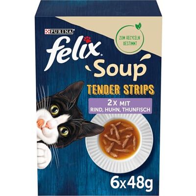 Felix Soup Tender Strips, soppa för katter, 48-pack (8 x 6 x 48 g) Kattsoppa, blandad variation Felix Soup Tender Strips, soppa för katter, 48-pack (8 x 6 x 48 g) Kattsoppa, blandad variation