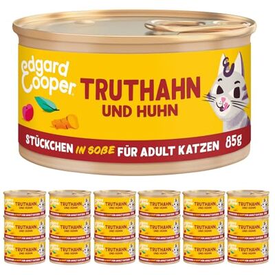 Edgard & Cooper våtfoder för katter, kalkon och kyckling, 85 g x 18), spannmålsfri, full av färskt kött och naturliga ingredienser, lämplig för steriliserade och aktiva katter, hög proteinhalt Edgard & Cooper våtfoder för katter, kalkon och kyckling, 85 g x 18), spannmålsfri, full av färskt kött och naturliga ingredienser, lämplig för steriliserade och aktiva katter, hög proteinhalt