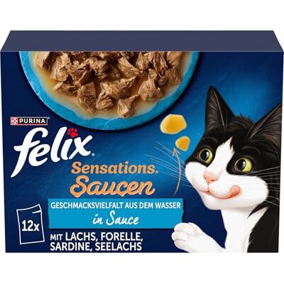 Felix Sensations såser kattmat våt, fisk sorter blandning, 6-pack (6 x 12 påsar med 85 g) Felix Sensations såser kattmat våt, fisk sorter blandning, 6-pack (6 x 12 påsar med 85 g)