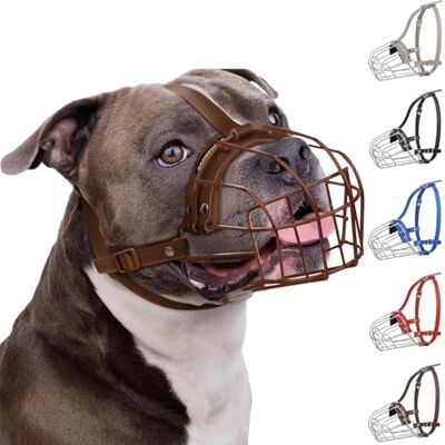 BRONZEDOG Pitbull hundmunkorg andningsbar metallkorg för stora hundar som amstaff, med nylonremmar mot bett, tuggning och skällande BRONZEDOG Pitbull hundmunkorg andningsbar metallkorg för stora hundar som amstaff, med nylonremmar mot bett, tuggning och skällande