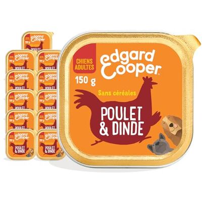 Edgard & Cooper Hundpaste, (kyckling och kalkon, 150 g x 11), utan spannmål, färskt kött och kvalitetsprotein, riktiga ingredienser för hundar, allergivänlig, utan tillsatt socker Edgard & Cooper Hundpaste, (kyckling och kalkon, 150 g x 11), utan spannmål, färskt kött och kvalitetsprotein, riktiga ingredienser för hundar, allergivänlig, utan tillsatt socker