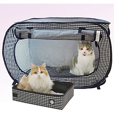 猫壱 Necoichi Bärbar stressfri burbärare och kattlåda, inomhus och utomhus, resor (svart, bur/kennel + kattlåda) 猫壱 Necoichi Bärbar stressfri burbärare och kattlåda, inomhus och utomhus, resor (svart, bur/kennel + kattlåda)