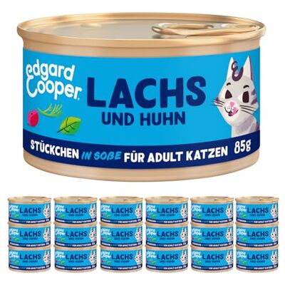 Edgard & Cooper Set med 18 stycken våt, spannmålsfritt, kattmat, 85 g (set med 18) äkta mat, näringsrika inälvor, hälsosamma ingredienser (lax/kyckling) Edgard & Cooper Set med 18 stycken våt, spannmålsfritt, kattmat, 85 g (set med 18) äkta mat, näringsrika inälvor, hälsosamma ingredienser (lax/kyckling)