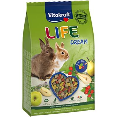 Vitakraft Life Dream, foder för dvärgkaniner, med päron, med äpple, med nypon, stöder matsmältning och tandnötning, utan tillsats av socker (1 x 1,8 kg) Vitakraft Life Dream, foder för dvärgkaniner, med päron, med äpple, med nypon, stöder matsmältning och tandnötning, utan tillsats av socker (1 x 1,8 kg)