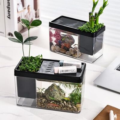 GarveeLife modern startsats för akvarier transparent nybörjare akvarium med ventilerande lock, stor öppning, släta kanter perfekt som skrivbord eller vardagsrumsdekoration, även som GarveeLife modern startsats för akvarier transparent nybörjare akvarium med ventilerande lock, stor öppning, släta kanter perfekt som skrivbord eller vardagsrumsdekoration, även som