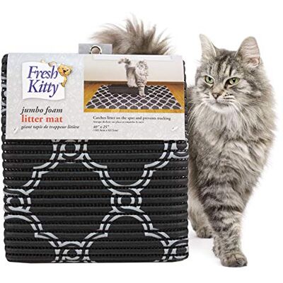Fresh Kitty Royal Pet skumsandmatta, Black/White Quatrefoil Fresh Kitty Royal Pet skumsandmatta, Black/White Quatrefoil