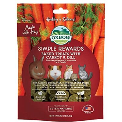 OXBOW Simple Rewards bakat godis med morot, dill och hö för kaniner, marsvin, chinchilla och små husdjur, 85 g (1 styck) OXBOW Simple Rewards bakat godis med morot, dill och hö för kaniner, marsvin, chinchilla och små husdjur, 85 g (1 styck)