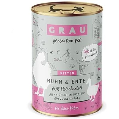 Grau Våtfoder med kyckling och anka för katter och kattungar, spannmålsfritt, originalprodukt, 6-pack (6 x 400 g) Grau Våtfoder med kyckling och anka för katter och kattungar, spannmålsfritt, originalprodukt, 6-pack (6 x 400 g)