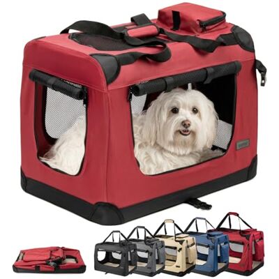 lionto by dibea hundtransportbox hundväska vikbar liten djurväska storlek (M) 60 x 42 x 44 cm färg röd lionto by dibea hundtransportbox hundväska vikbar liten djurväska storlek (M) 60 x 42 x 44 cm färg röd