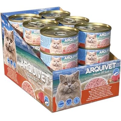 Arquivet 24-pack – röda tonfiskfiléer med räkor – 80 g burkar – våtfoder för katt – Arquivet 24-pack – röda tonfiskfiléer med räkor – 80 g burkar – våtfoder för katt –