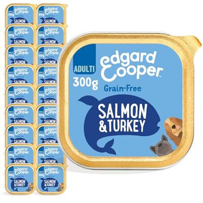 Edgard & Cooper Hundpaste, (lax och kalkon, 300 g x 18), färskt kött och fisk och högkvalitativt protein, riktiga ingredienser för hundar, allergivänlig, utan tillsatt socker Edgard & Cooper Hundpaste, (lax och kalkon, 300 g x 18), färskt kött och fisk och högkvalitativt protein, riktiga ingredienser för hundar, allergivänlig, utan tillsatt socker