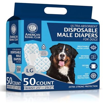 American Kennel Club manlig hundsjal, engångsblöjor med våtindikator, stor, 50 stycken American Kennel Club manlig hundsjal, engångsblöjor med våtindikator, stor, 50 stycken