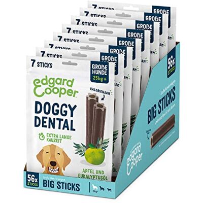 Edgard & Cooper Snacks 56 tandpinnar för stora hundar naturliga 8 x 7 tuggpinnar tandvård eukalyptus & äpple, en gång om dagen, låg kalorihalt, lång tuggning Effektiv, fräsch andedräkt Edgard & Cooper Snacks 56 tandpinnar för stora hundar naturliga 8 x 7 tuggpinnar tandvård eukalyptus & äpple, en gång om dagen, låg kalorihalt, lång tuggning Effektiv, fräsch andedräkt