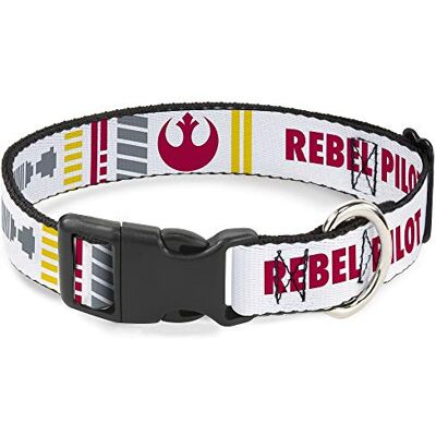 Buckle-Down Spännes-ner hundhalsband plastklämma stjärna krig rebellpilot rebel allians insignier X vingkämpe finns i justerbara storlekar för små medelstora hundar, 1" Wide Fits 15-26" Neck Large, Flerfärgad Buckle-Down Spännes-ner hundhalsband plastklämma stjärna krig rebellpilot rebel allians insignier X vingkämpe finns i justerbara storlekar för små medelstora hundar, 1" Wide Fits 15-26" Neck Large, Flerfärgad