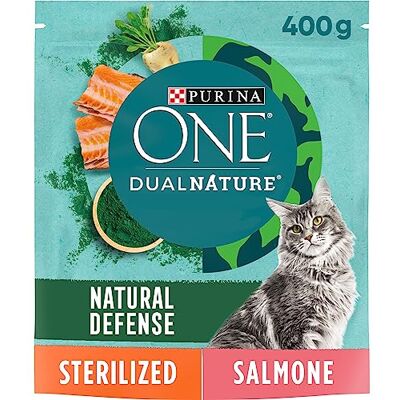 PURINA ONE Dualnature Croquettes Katter Steriliserad lax och naturlig spirulina, 8 förpackningar med 400 g PURINA ONE Dualnature Croquettes Katter Steriliserad lax och naturlig spirulina, 8 förpackningar med 400 g