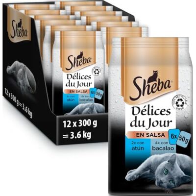 Sheba Våtfoder för katter med tonfisk, torsk, vit fisk i sås 6 x 50 g Sheba Våtfoder för katter med tonfisk, torsk, vit fisk i sås 6 x 50 g
