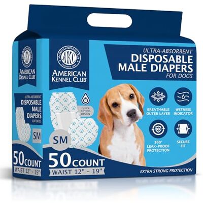 American Kennel Club manlig hundsjal, engångsblöjor med våtindikator, liten, 50 stycken American Kennel Club manlig hundsjal, engångsblöjor med våtindikator, liten, 50 stycken