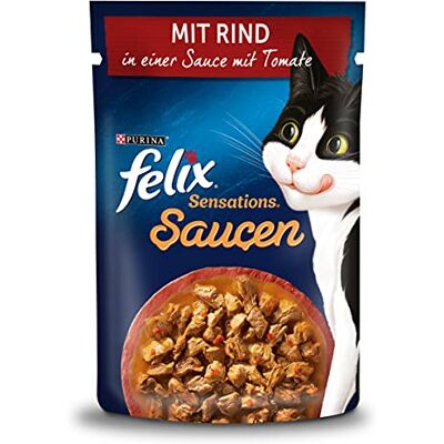 Felix Sensations Såser kattmat våt med nötkött i en sås med tomater, 26-pack (26 x 85 g) Felix Sensations Såser kattmat våt med nötkött i en sås med tomater, 26-pack (26 x 85 g)