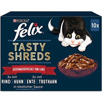 Felix Tasty Shreds kattmat, våt i sås, landets smakmångfald, 6-pack (6 x 10 x 80 g) Felix Tasty Shreds kattmat, våt i sås, landets smakmångfald, 6-pack (6 x 10 x 80 g)