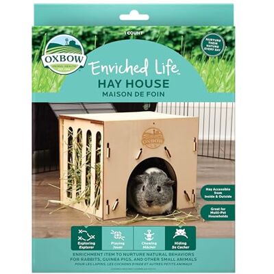 OXBOW Enriched Life Hus med hö – kaninleksaker, marsvinsleksaker, leksaker till hamster, kanin, chinchilla, råtta, tillbehör till chinchillabur, tillbehör för bur till marsvin OXBOW Enriched Life Hus med hö – kaninleksaker, marsvinsleksaker, leksaker till hamster, kanin, chinchilla, råtta, tillbehör till chinchillabur, tillbehör för bur till marsvin