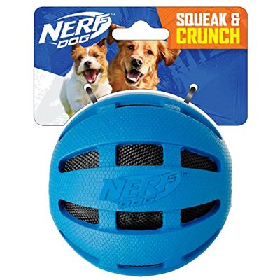 Nerf hund knäcka och gnissla gummiboll hundleksak, singel, medium/stor, blå Nerf hund knäcka och gnissla gummiboll hundleksak, singel, medium/stor, blå