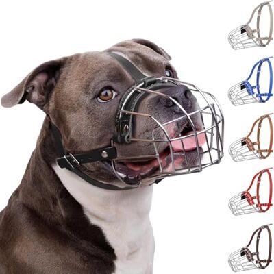 BRONZEDOG Pitbull Munkorg för hund, metallmask, Amstaff trådkorg, Pit Bull, justerbara läderremmar för stora hundar BRONZEDOG Pitbull Munkorg för hund, metallmask, Amstaff trådkorg, Pit Bull, justerbara läderremmar för stora hundar