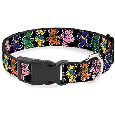 Buckle-Down Spänne-Down plastklämma halsband – dansande björnar svart/flerfärgad – 1/2 tum bred – passar 15 cm hals – liten Buckle-Down Spänne-Down plastklämma halsband – dansande björnar svart/flerfärgad – 1/2 tum bred – passar 15 cm hals – liten