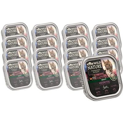 Dehner Wild Nature Kattfoder Heidetal, våtfoder spannmålsfri/sockerfri, för vuxna katter, kanin/kyckling, 16 x 100 g skål (1,6 kg) Dehner Wild Nature Kattfoder Heidetal, våtfoder spannmålsfri/sockerfri, för vuxna katter, kanin/kyckling, 16 x 100 g skål (1,6 kg)