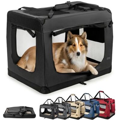 lionto Transportbur vikbar för resa & bil, 90x61x65 cm, stabil bur med bärhandtag & filt för katter & hundar upp till 22 kg, robust tygbur för små & stora husdjur, svart lionto Transportbur vikbar för resa & bil, 90x61x65 cm, stabil bur med bärhandtag & filt för katter & hundar upp till 22 kg, robust tygbur för små & stora husdjur, svart